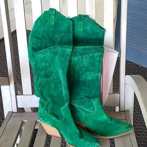 Knee high suede boots